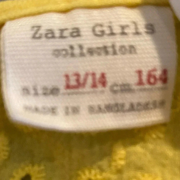 ZARA GIRLS YELLOW COTTON TOP SHIRT TSHIRT TEE SUMMER FALL CASUAL TOPS SIZE 13 14 - Picture 4 of 6